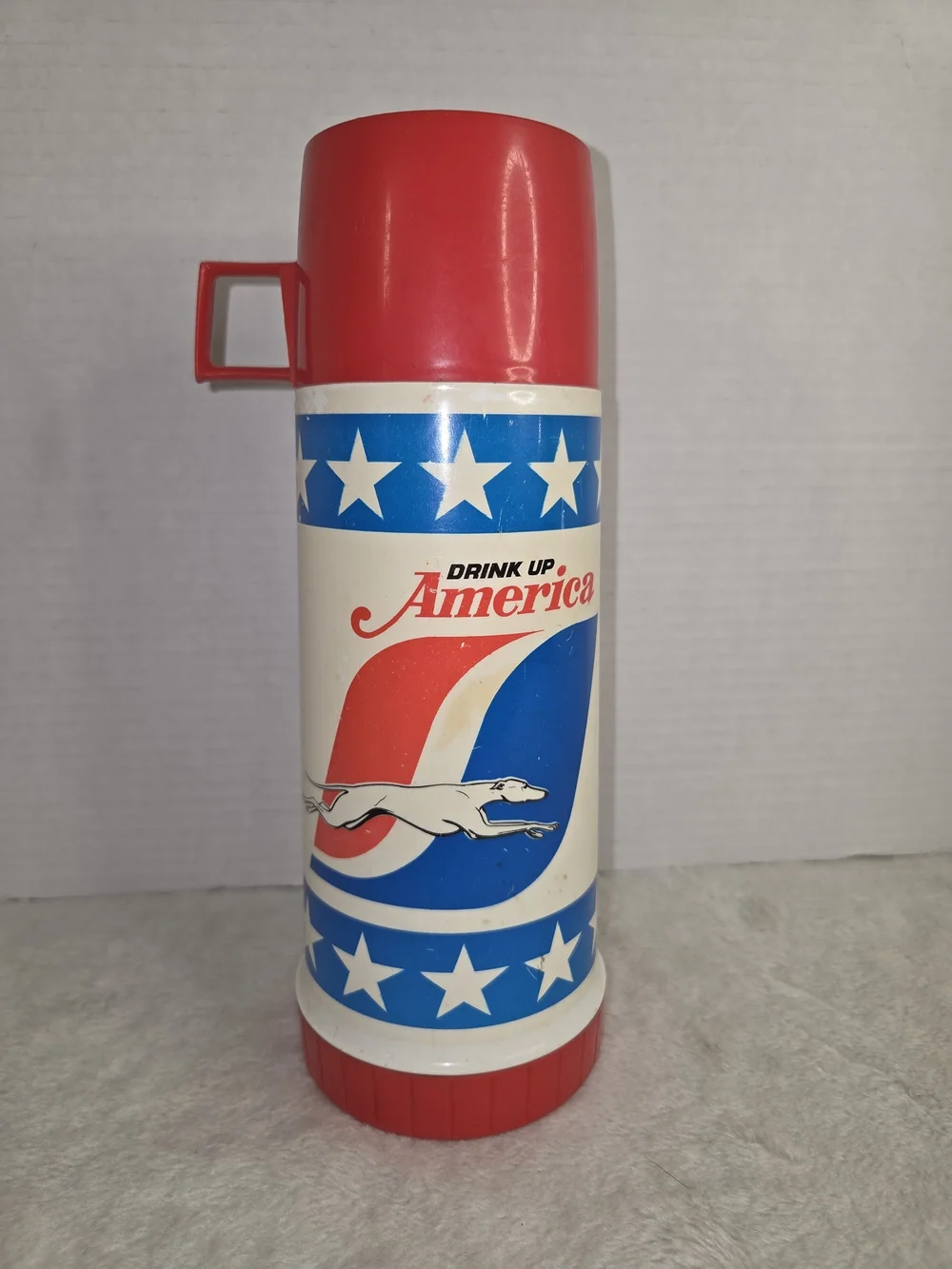 Greyhound Bus Drink Up America Insulated Travel Thermos 1976 Bicentennial 10